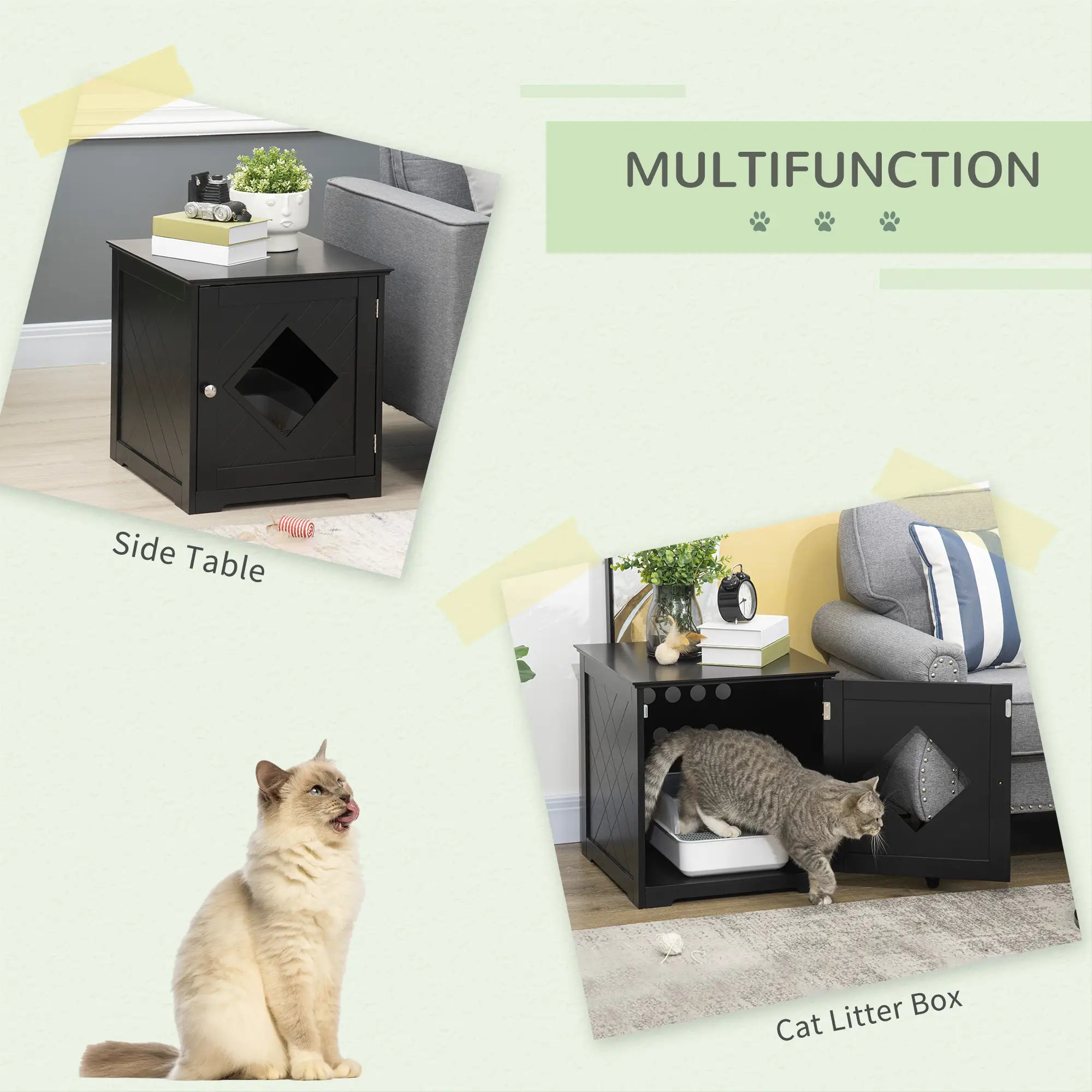 Cat Litter Box Enclosure End Table, Indoor with Magnetic Door, Black Cat Litter Box Enclosures at Gallery Canada
