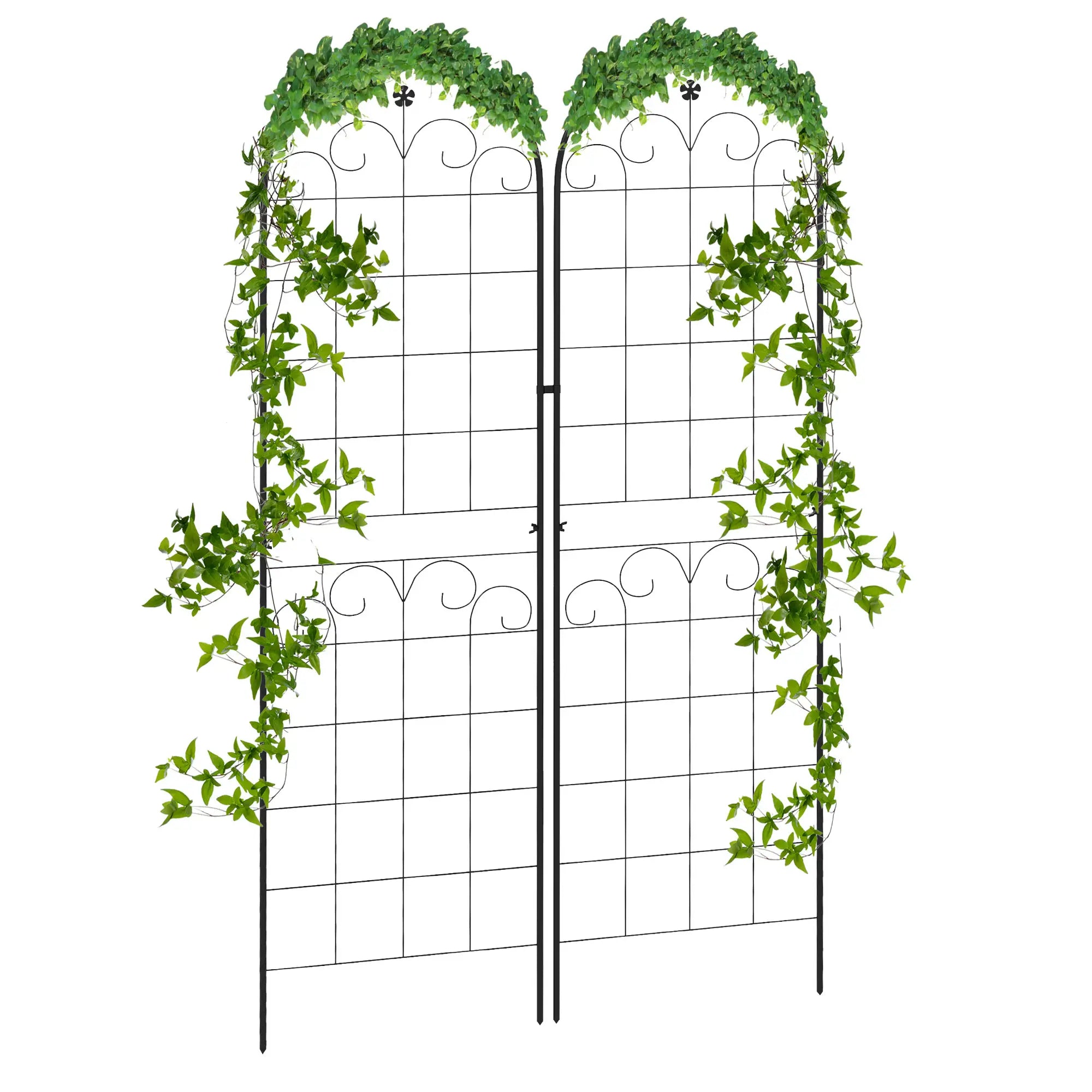 2 Pcs Metal Garden Trellis, Outdoor Plant Support, Patio Lawn Backyard Plant Stands Black at Gallery Canada