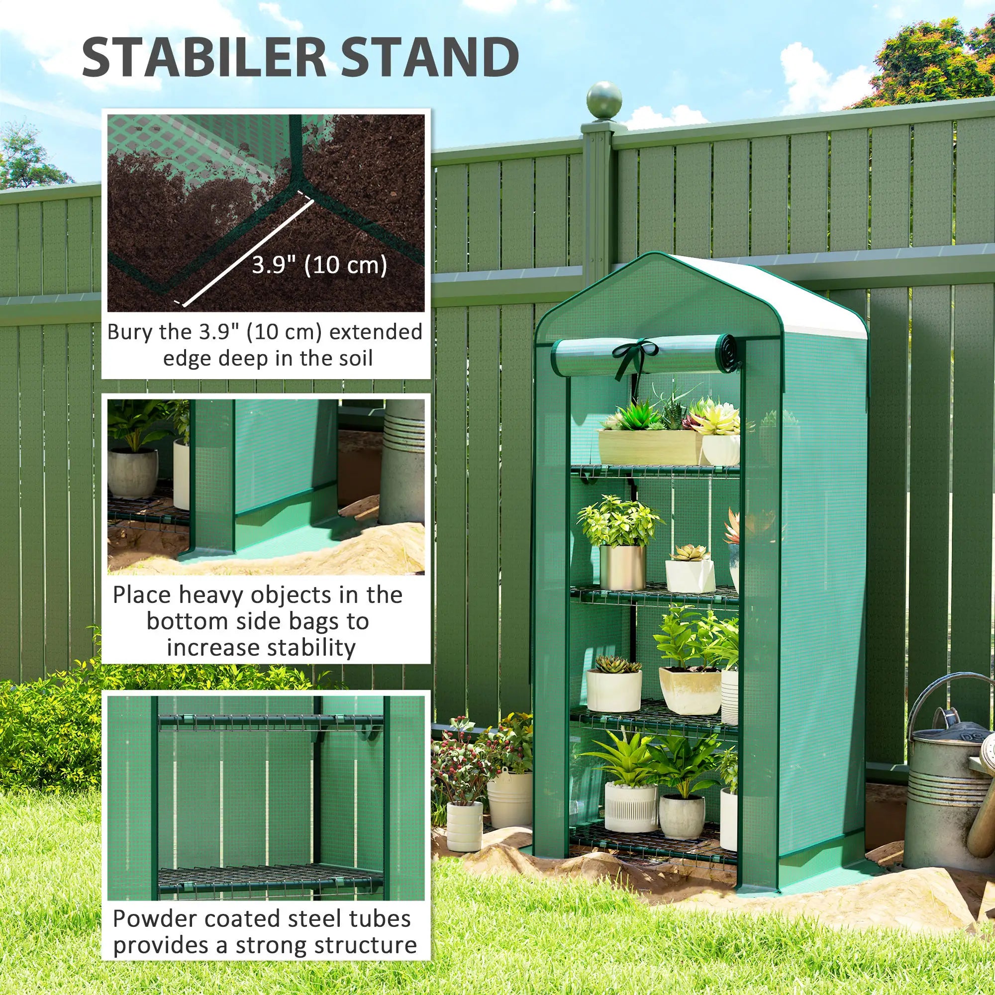 Mini Greenhouse With Screen Roof, 27.6