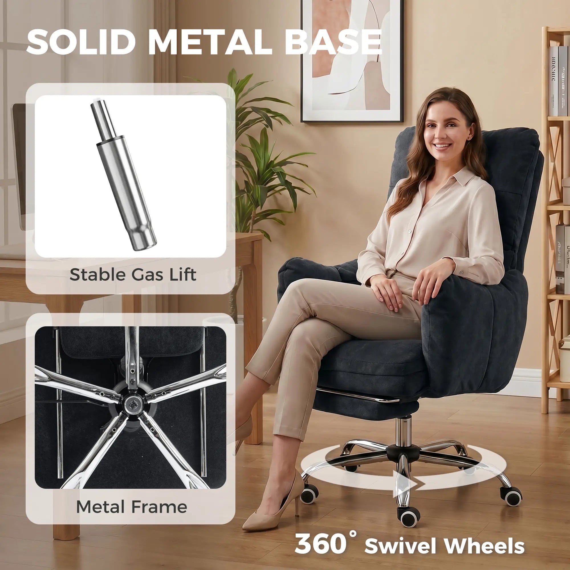 Ergonomic Office Gaming Chair With Foot Rest, Fabric, Black Task Chairs at Gallery Canada
