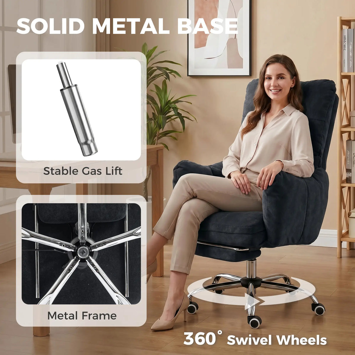 Ergonomic Office Gaming Chair With Foot Rest, Fabric, Black Task Chairs at Gallery Canada
