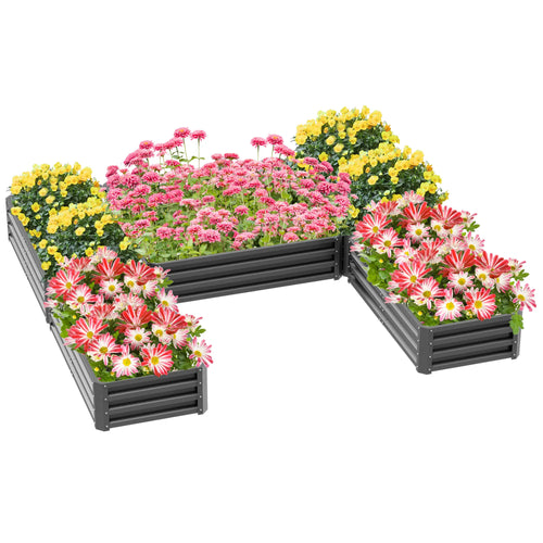 Steel Raised Garden Bed, Set of 5 Large Planters, 8x8x1ft, Grey