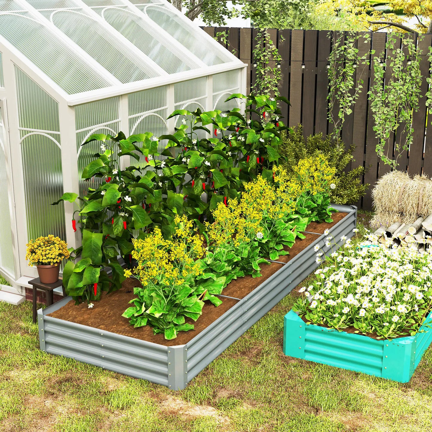 12 x 4 x 1ft Galvanized Raised Garden Bed, Outdoor Planter Box, Silver Raised Garden Beds at Gallery Canada