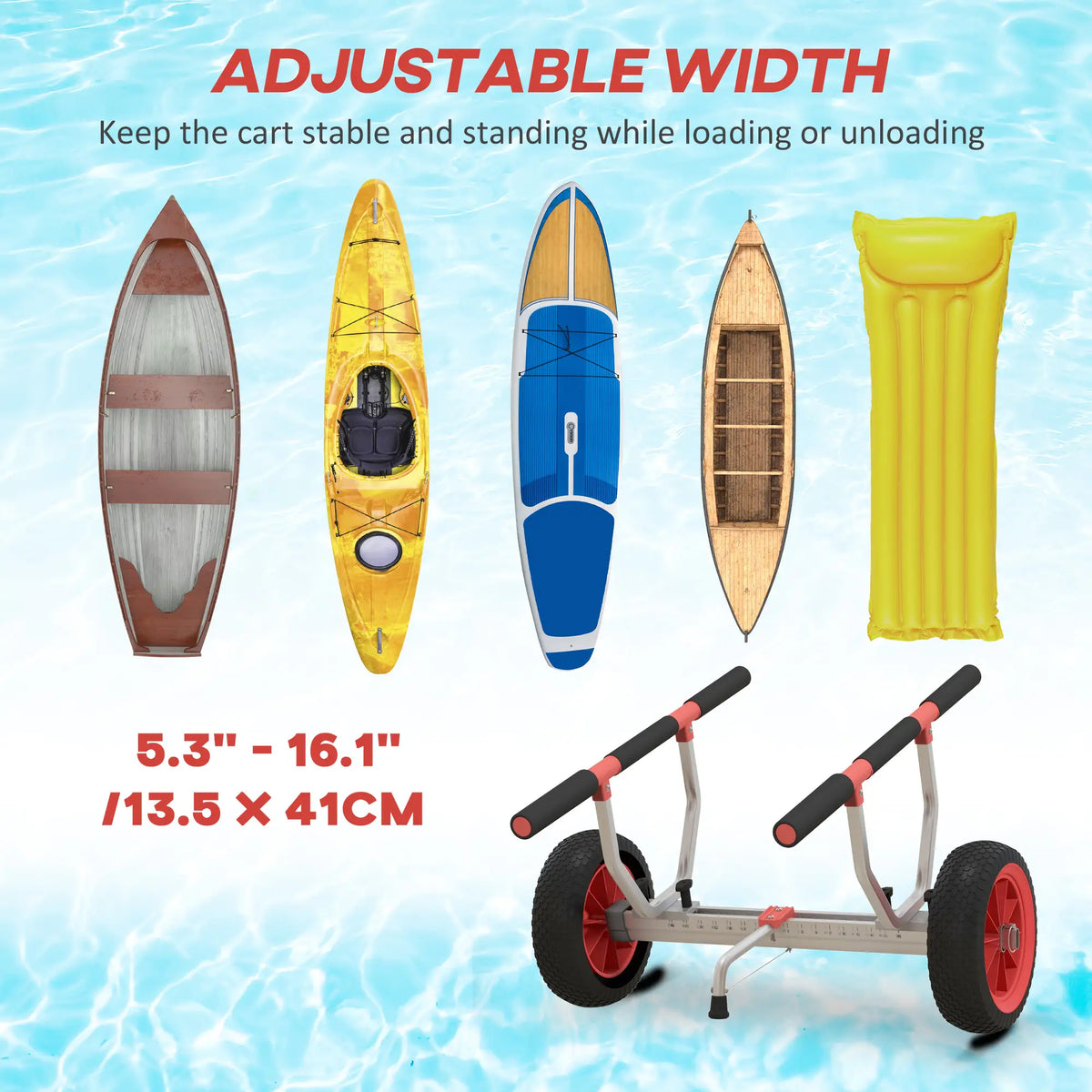 Kayak Cart Dolly, Adjustable Width, Red Kayak Carts at Gallery Canada