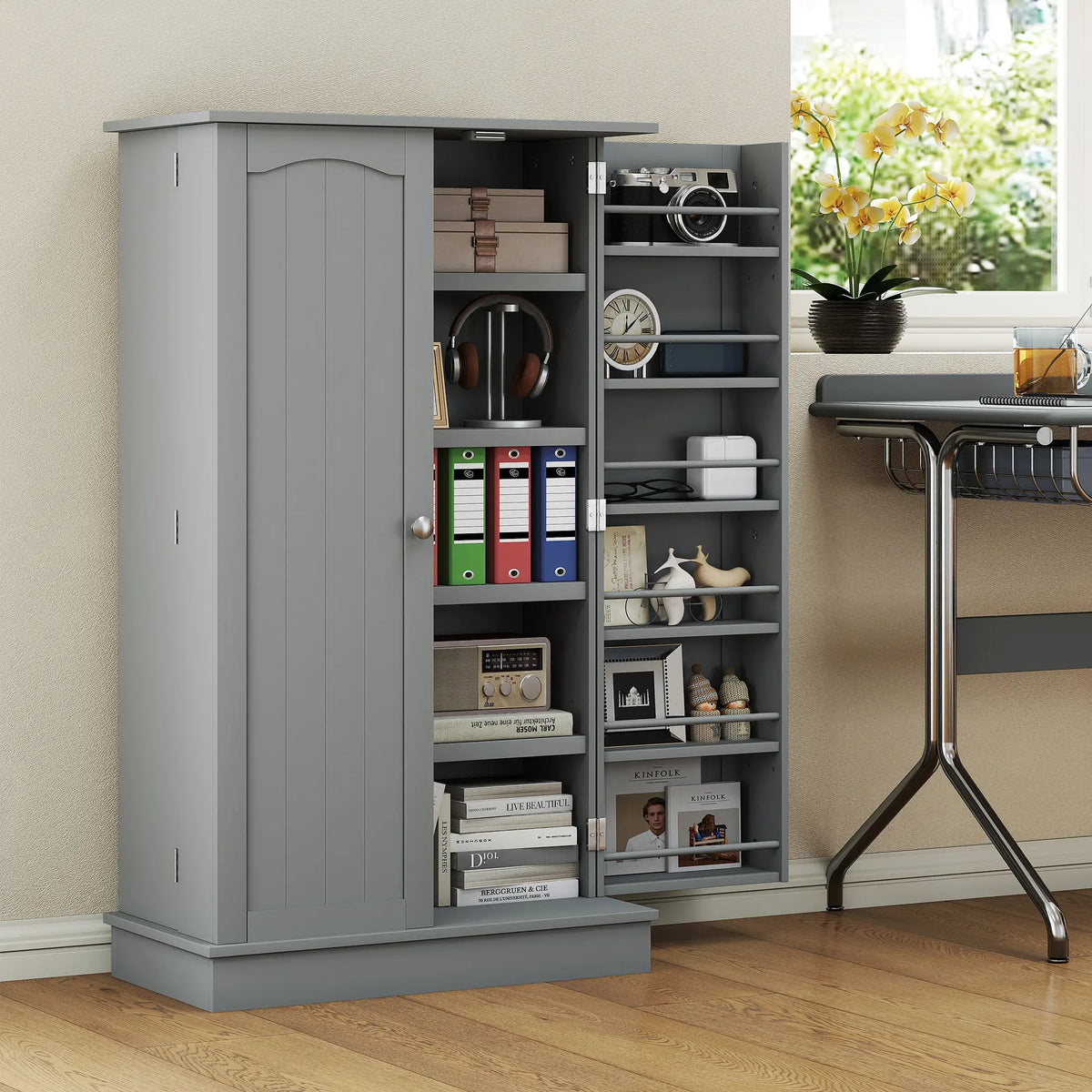 41 Storage Cabinet, 2-Door Kitchen Pantry, 5-Tier Shelving, Grey Kitchen Pantry Cabinets at Gallery Canada