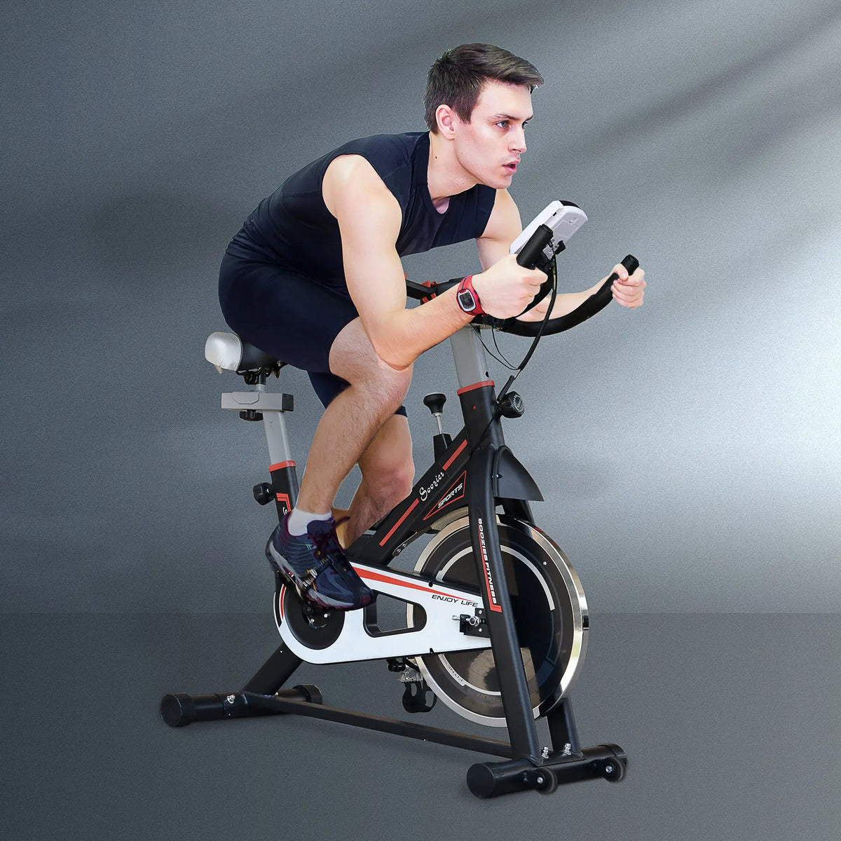 Upright Stationary Exercise Bike, Adjustable Resistance, LCD Monitor, Black Exercise & Stationary Bikes at Gallery Canada