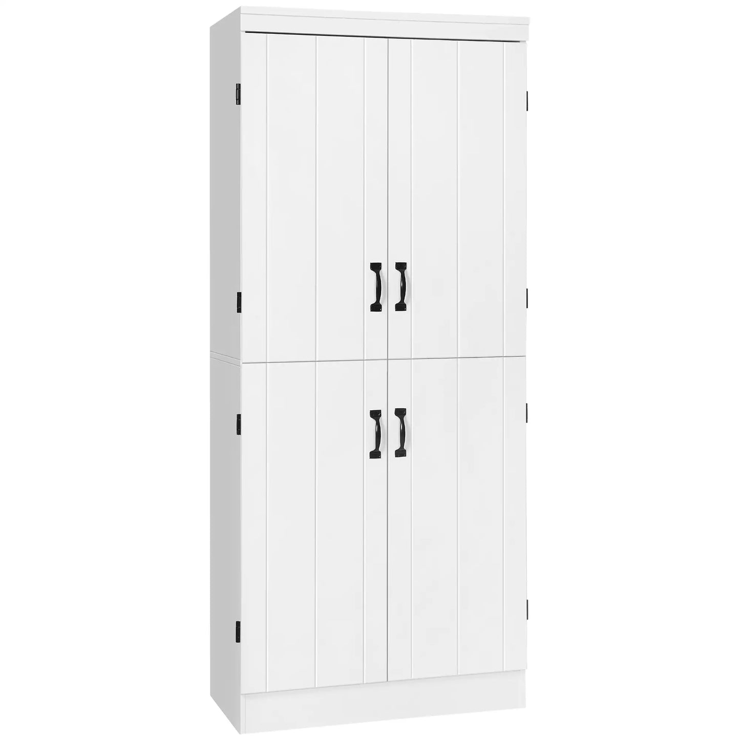 4-Door Storage Cabinet, Freestanding Pantry with Adjustable Shelves, 70", White Kitchen Pantry Cabinets White at Gallery Canada