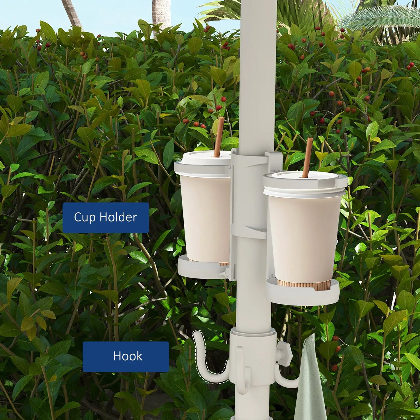 5.7' Travel Beach Umbrella, Adjustable Height, Blue and White Beach Umbrellas at Gallery Canada