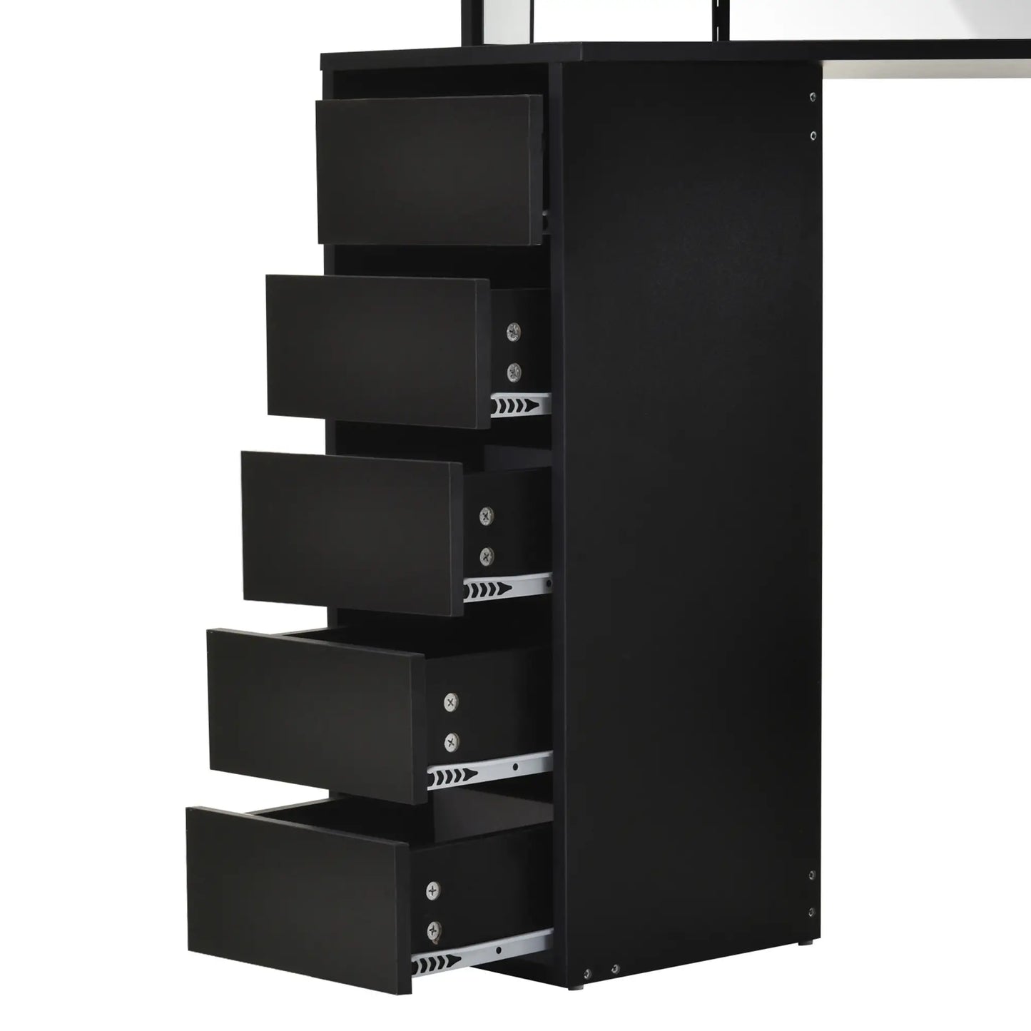 Corner Vanity Desk with Mirror, 5 Drawers, 3-Piece Mirror, Black Dressing & Vanity Tables at Gallery Canada