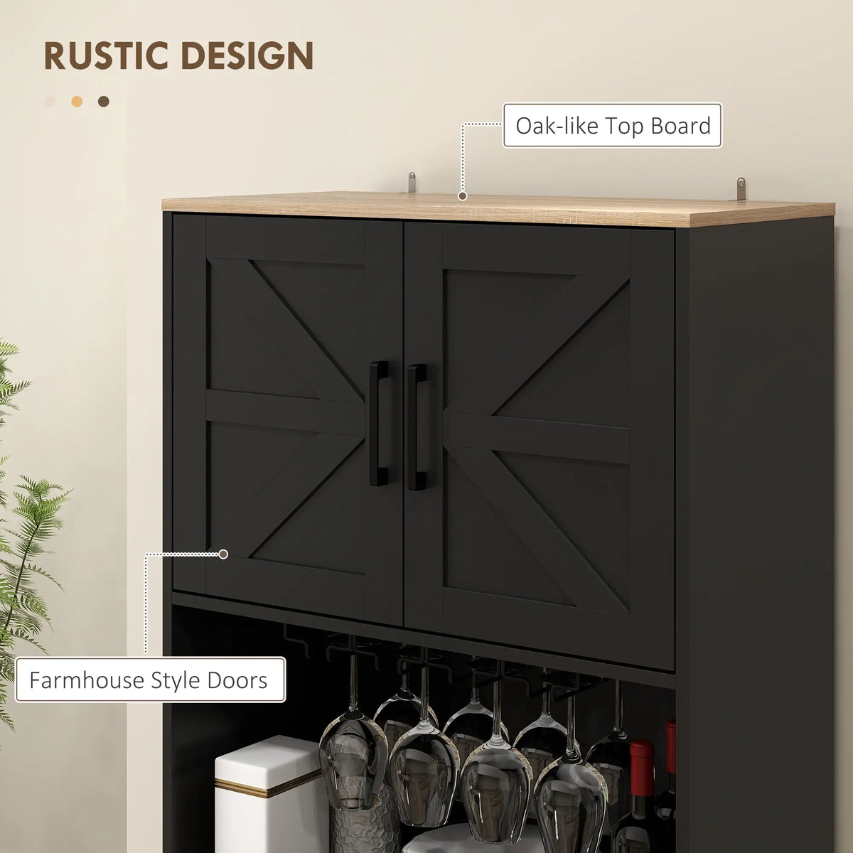 Farmhouse Kitchen Pantry, 68" Freestanding Cabinet, Black Kitchen Pantry Cabinets at Gallery Canada