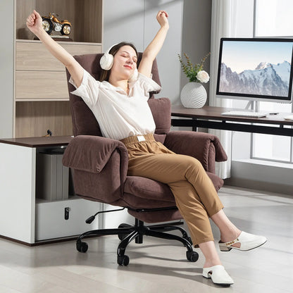 Reclining Executive Computer Desk Chair, Ergonomic Office Chair with Footrest and Thickly Padded, Coffee Office Chairs at Gallery Canada
