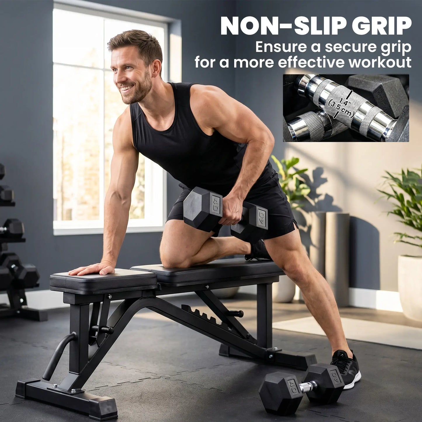 2x40 Lbs Rubber Hex Dumbbell, Weight Barbell for Gym, Black Dumbbells & Barbells at Gallery Canada