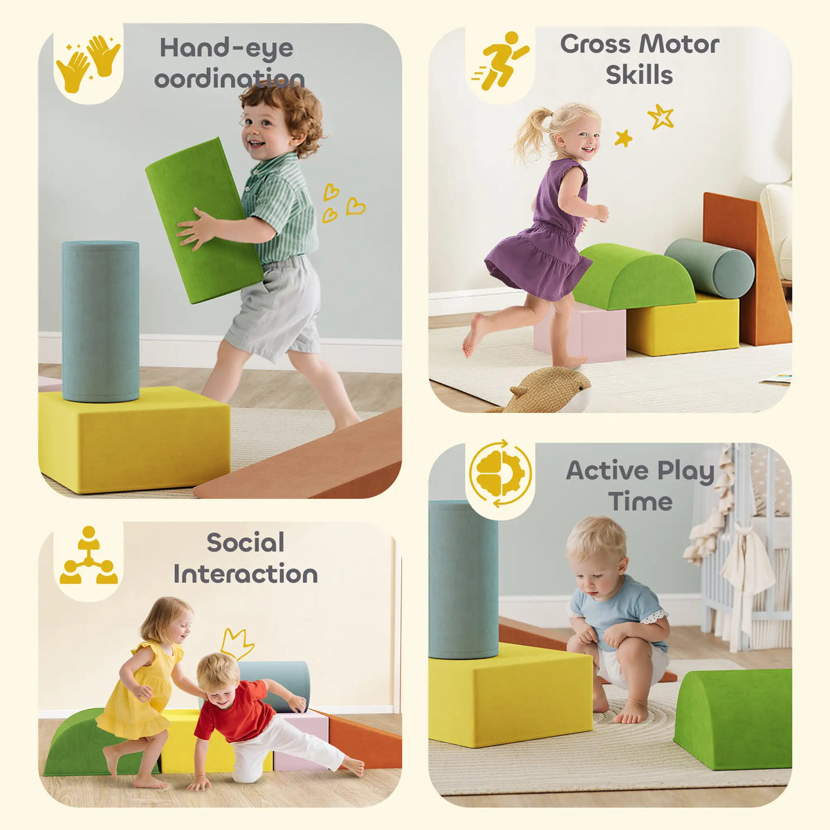 Toddler Climbing Toys, Indoor Play Set, Crawling Sliding, Orange/Green Kids Gym & Playmats at Gallery Canada
