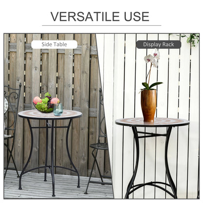 "23.5" Mosaic Round Patio Side Table, Metal Outdoor Coffee Table" Patio Side Tables at Gallery Canada