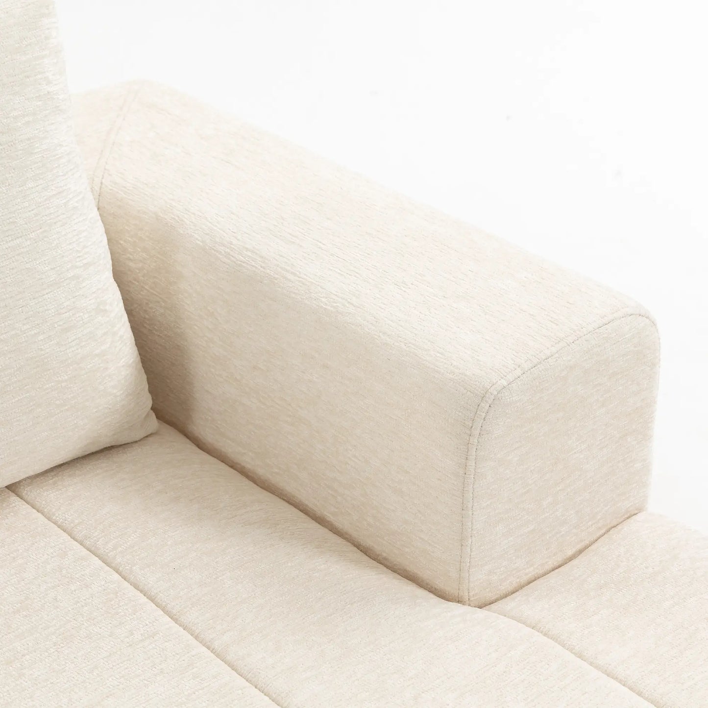 3 Seater Chenille Cloud Couch, Spring Cushion, Beige