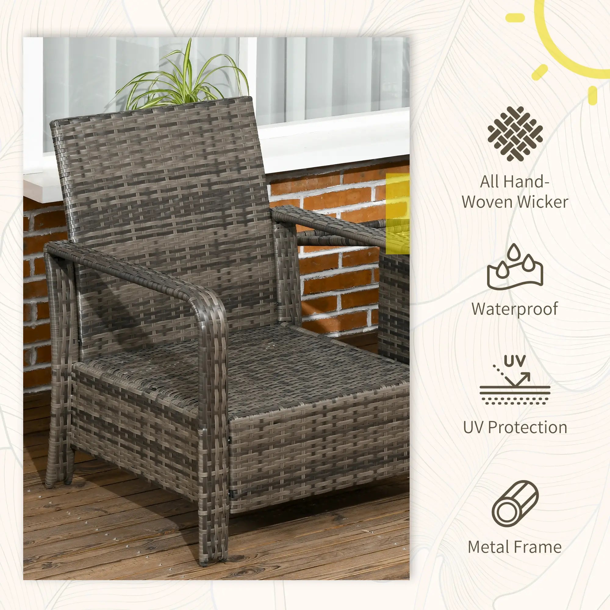 3-Piece Wicker Patio Set, Rattan Bistro with Storage Table, Thickened Cushions, Beige Bistro Sets at Gallery Canada