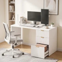 Computer Desk with Reversible Drawers, 47" White, White Writing Desks Multi Colour at Gallery Canada