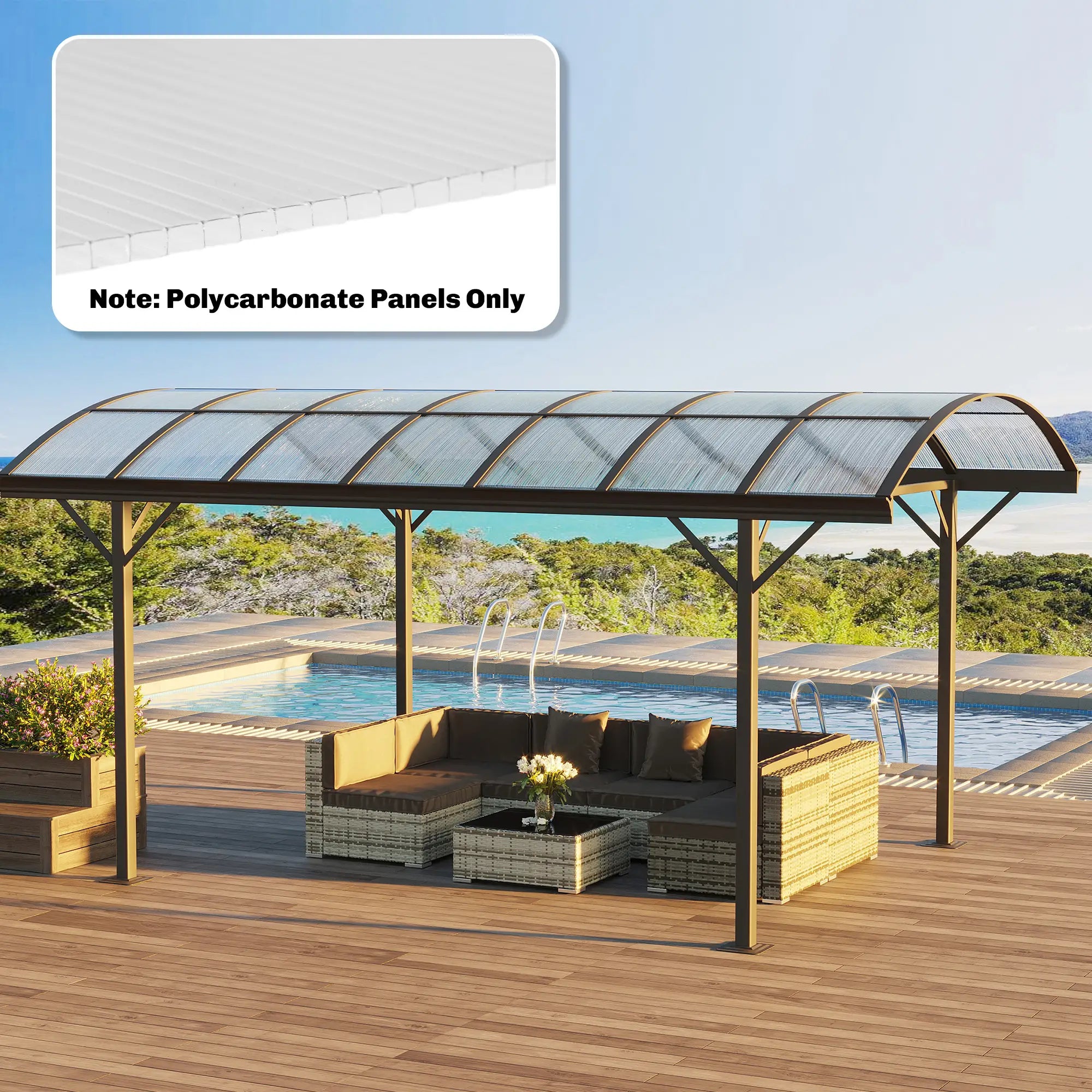 Polycarbonate Greenhouse Panels, UV Protected, Twin-Wall Roof, 47.2