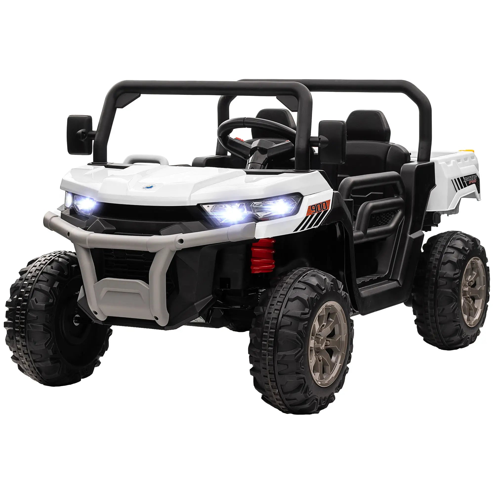 12V Ride On Car, Electric Bucket, Two-Seater, White Electric Toy Cars White, Black at Gallery Canada