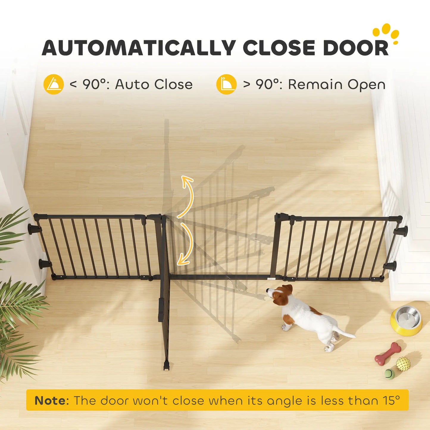 Foldable Dog Gate with Door, 3 Panel Metal Pet Gate, Black Pet Gates at Gallery Canada