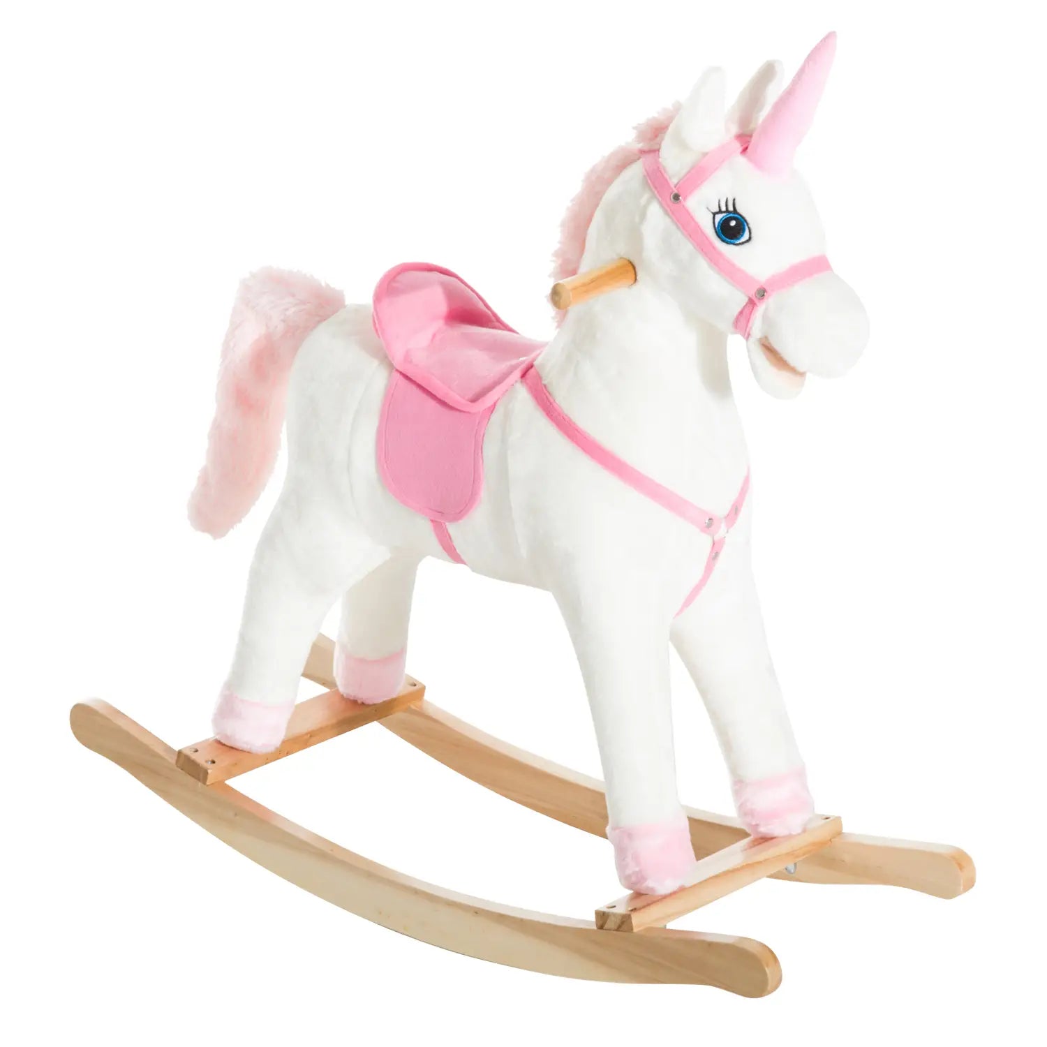 Kids Plush Rocking Horse Unicorn, Realistic Sounds, White & Pink Rocking Horses at Gallery Canada