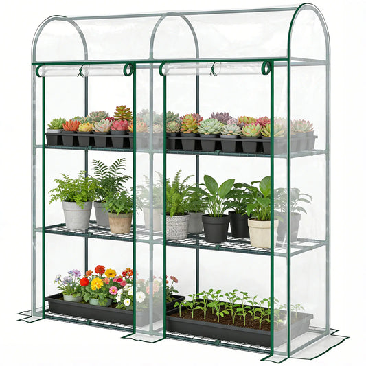 3 Tier Mini Greenhouse, 56.3" x 18.1" x 64.6", Clear Portable Greenhouses Clear at Gallery Canada