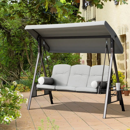 3-Person Steel Canopy Swing, Cushioned Seat, Light Grey Patio Swings with Stand at Gallery Canada