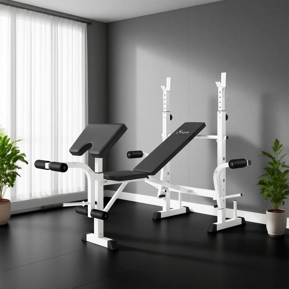 Adjustable Weight Bench, Squat Rack, Preacher Curl Pad, Leg Developer, White Weight Benches at Gallery Canada