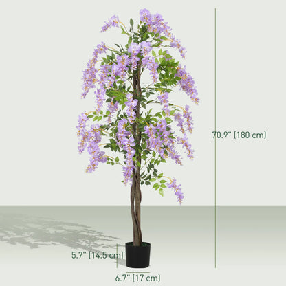 5.9FT Artificial Wisteria Tree, Natural Wood Trunk, Nursery Pot, Purple Artificial Trees at Gallery Canada