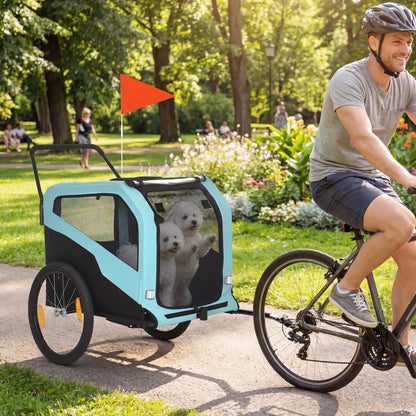 2-in-1 Dog Bike Trailer, Pet Stroller, Large, Quick-Release Wheels, Blue Dog Bike Trailers & Strollers at Gallery Canada
