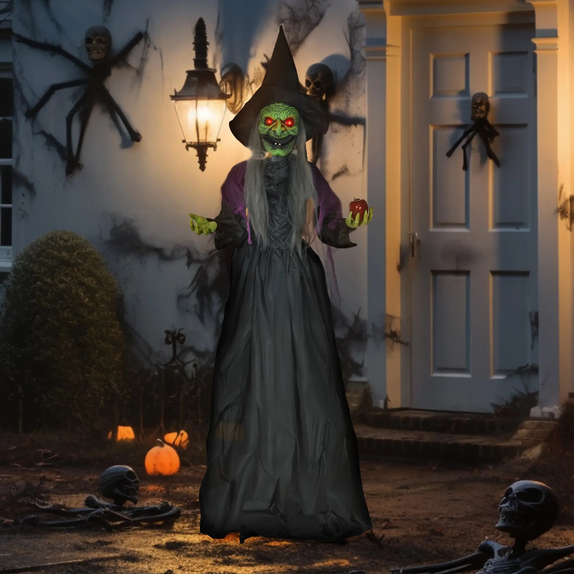 5.9' Life Size Animatronic Old Witch, Sound, Motion Activated, Light Up Eyes Halloween Decorations at Gallery Canada