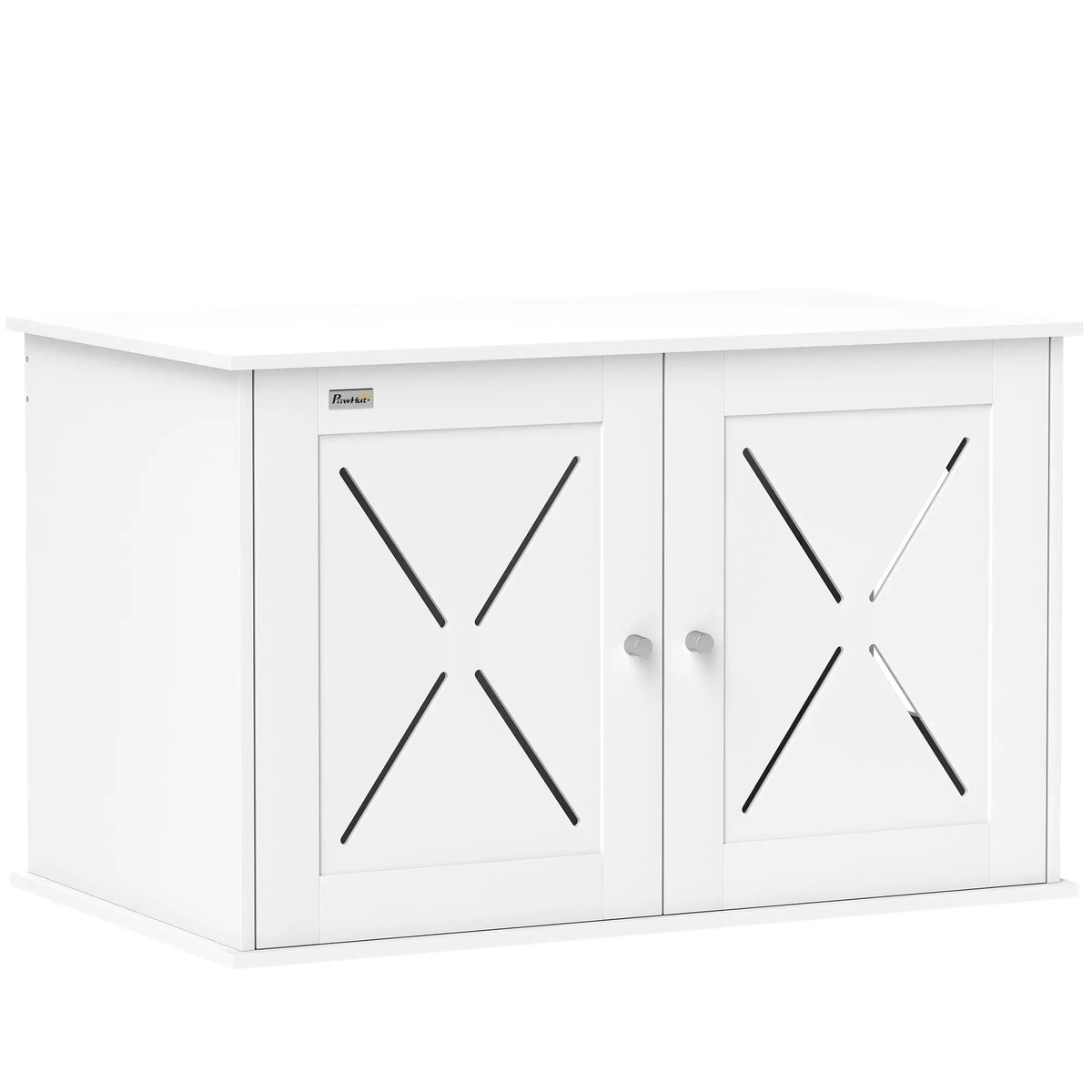 Hidden Cat Litter Box Enclosure, Double Doors, Hole, 31.5" x 19" x 20", White Cat Litter Box Enclosures White at Gallery Canada
