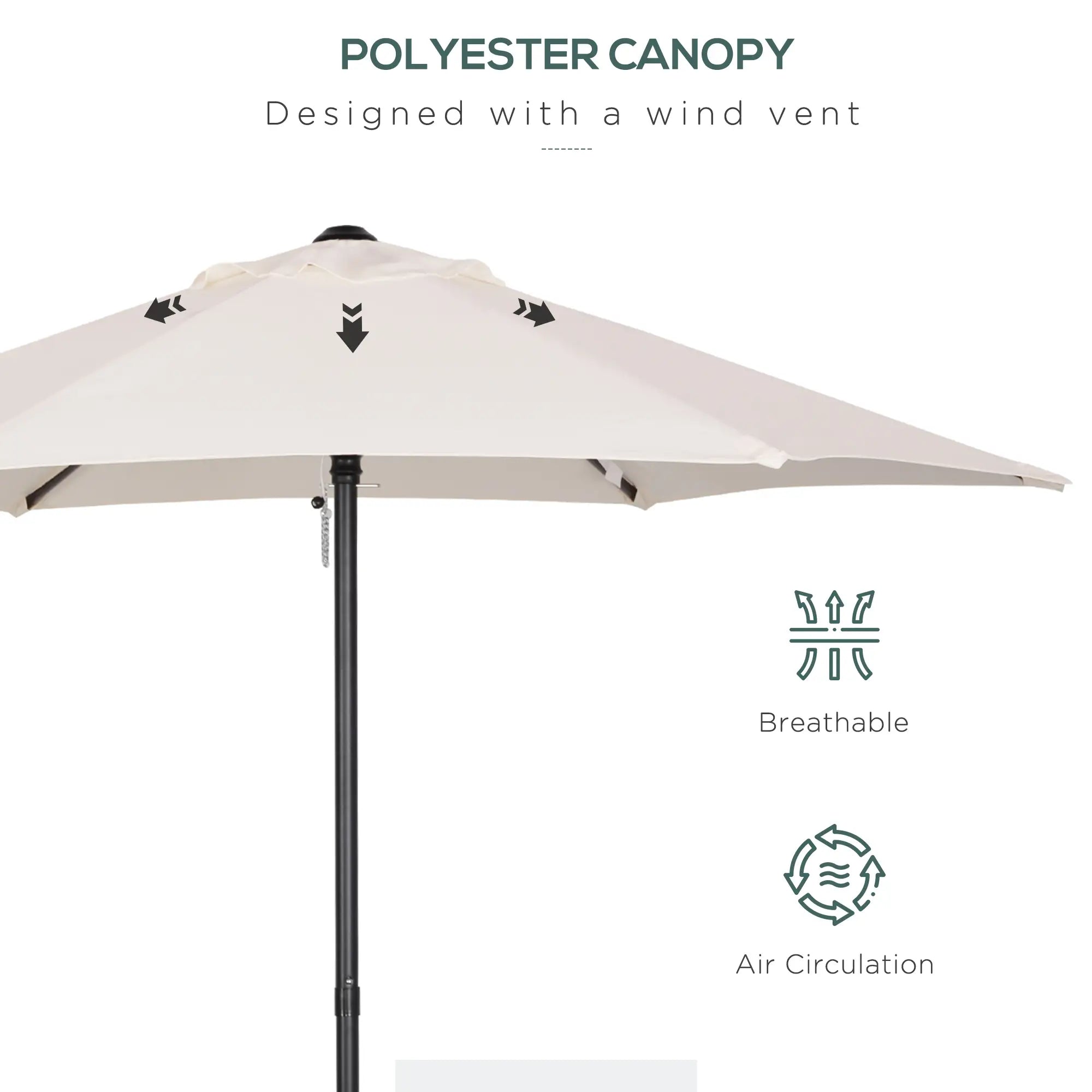 6.6FT Outdoor Patio Umbrella, 6 Solid Ribs, Cream White Patio Umbrellas at Gallery Canada