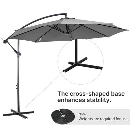 9.7ft Offset Patio Umbrella, Crank Handle, 8 Ribs, Cross Base, Cream Offset Cantilever Umbrellas at Gallery Canada