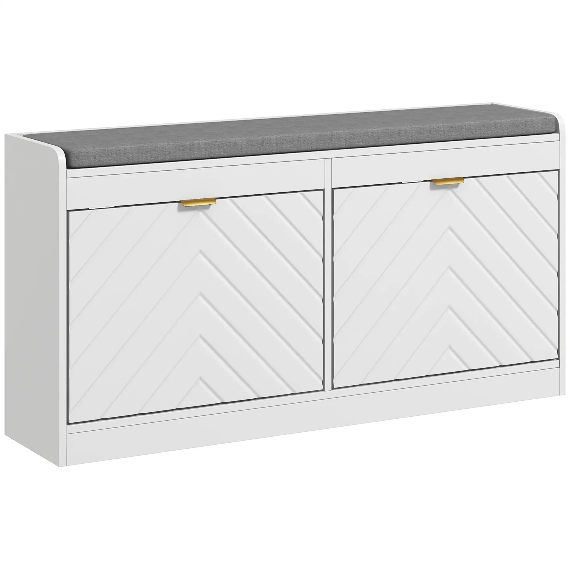 Shoe Storage with Seat, Upholstered Hallway Bench, Shoe Bench with 2 Flip Drawers and 4 Vents for 8 Pairs of Shoes Shoe Storage Cabinets & Racks at Gallery Canada