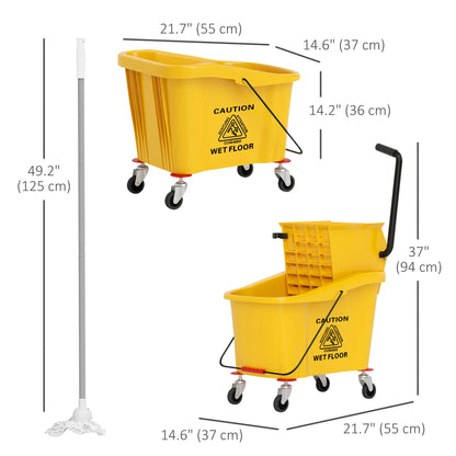 Mop Bucket with Wringer on Wheels, 38 Quart, Yellow Household Supplies at Gallery Canada