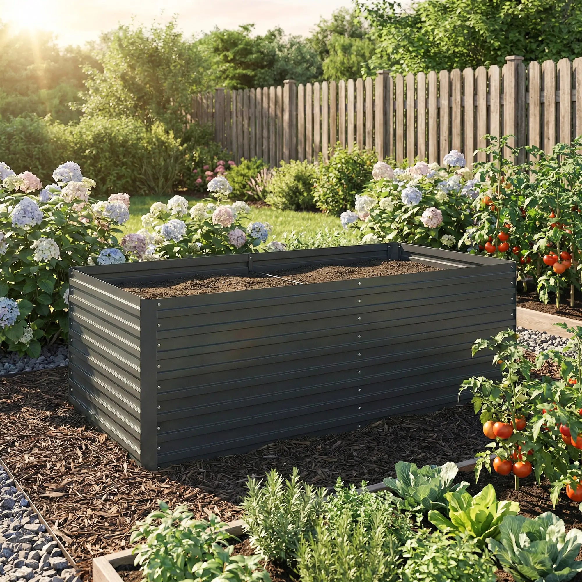 Galvanised Raised Garden Bed Set, 6 x 3 x 2 ft, Dark Grey Galvanized Planter Boxes at Gallery Canada