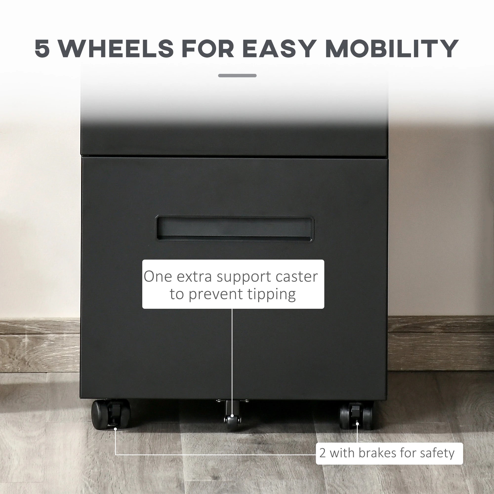 Vertical File Cabinet, Adjustable Partition, A4 Letter Size, Lockable, Black Office Cabinets & Cupboards at Gallery Canada