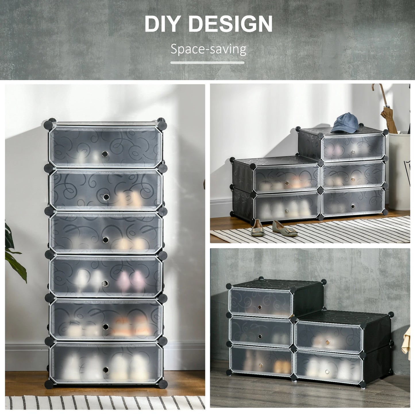 6-Tier Shoe Rack, 6 Cube Storage Organizer, Black Storage Cabinets at Gallery Canada