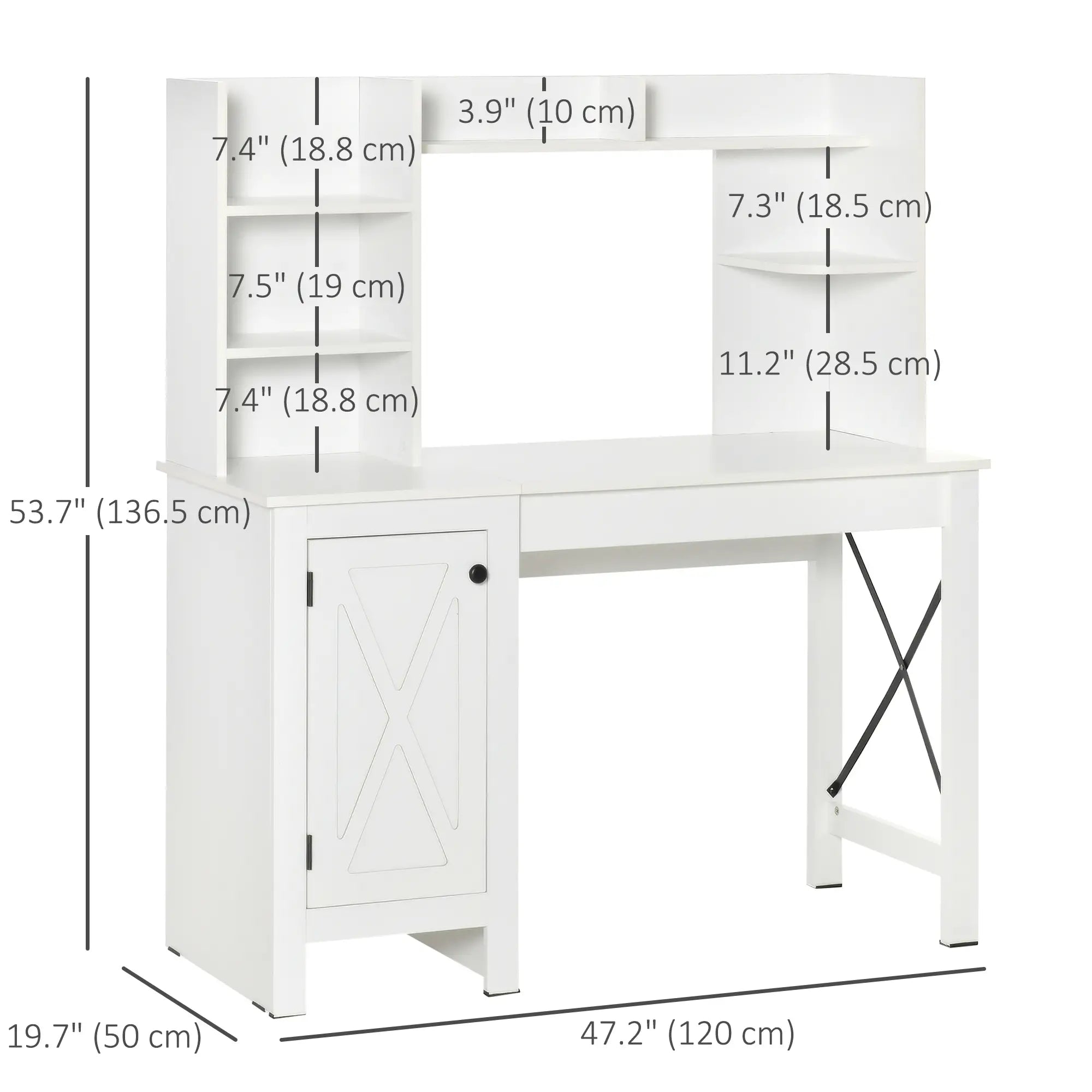 Farmhouse Computer Desk with Storage, 47 Inch, White Computer Desks at Gallery Canada