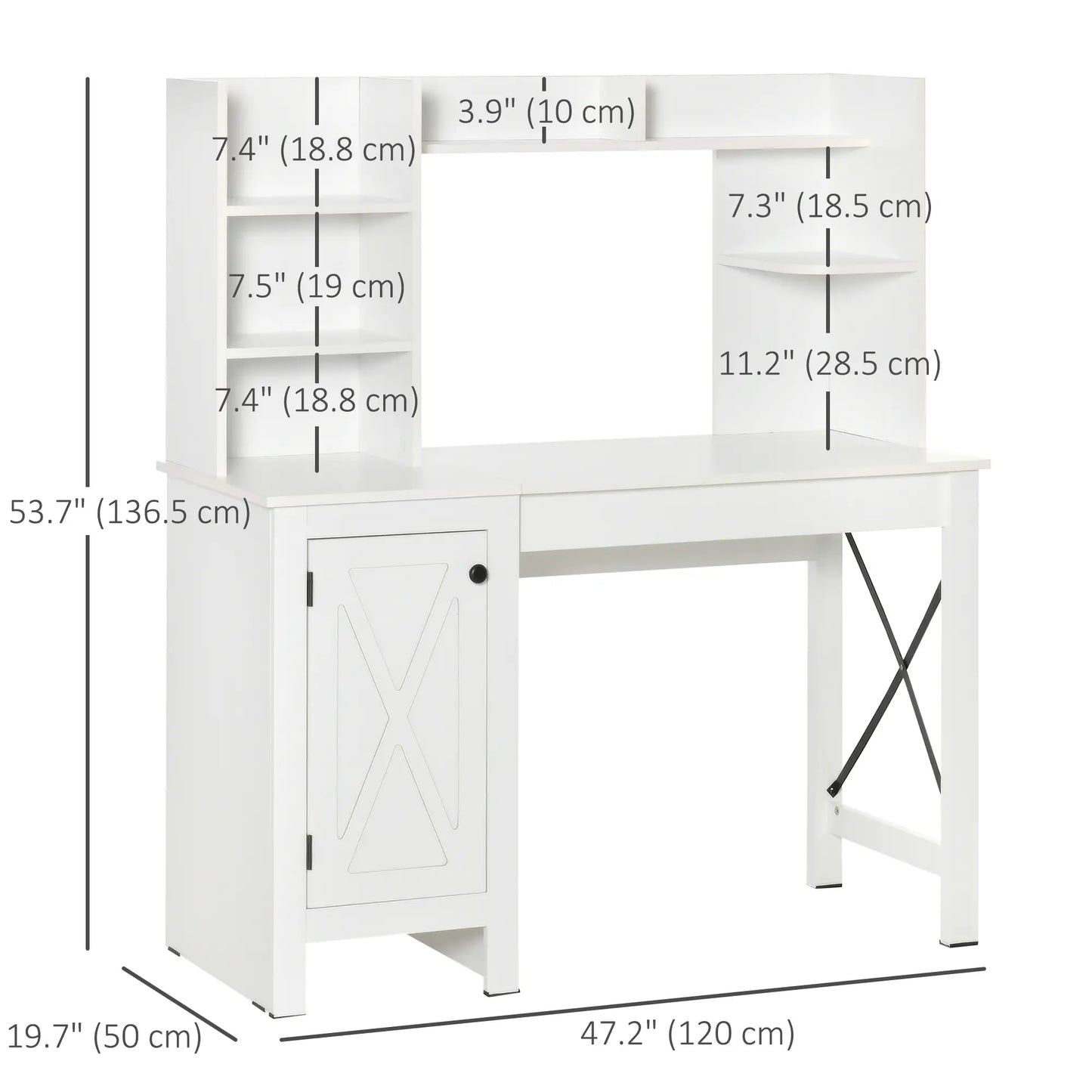 Farmhouse Computer Desk with Storage, 47 Inch, White Computer Desks at Gallery Canada