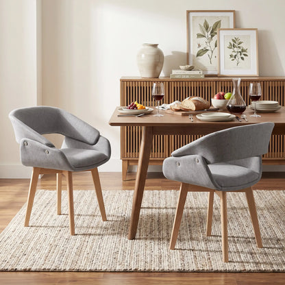 Linen Fabric Dining Chairs Set of 2, Light Grey Dining Chairs at Gallery Canada
