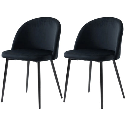 Set of 2 Mid-Back Dining Chairs, Velvet Upholstery, Black Bar Stools at Gallery Canada