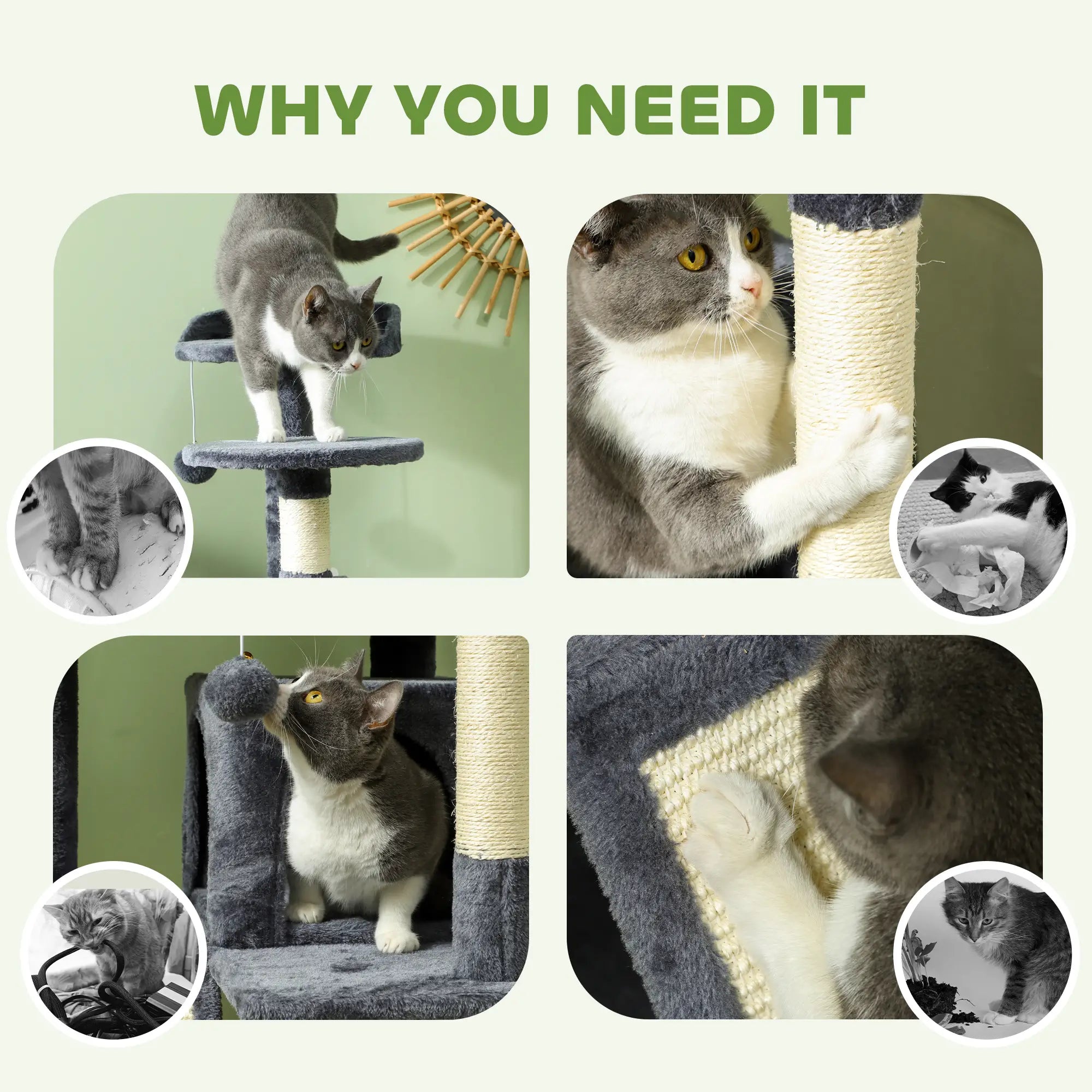 54 Cat Tree, Multi-Level Tower with Scratching Posts, Condos, Dark Grey Cat Towers at Gallery Canada