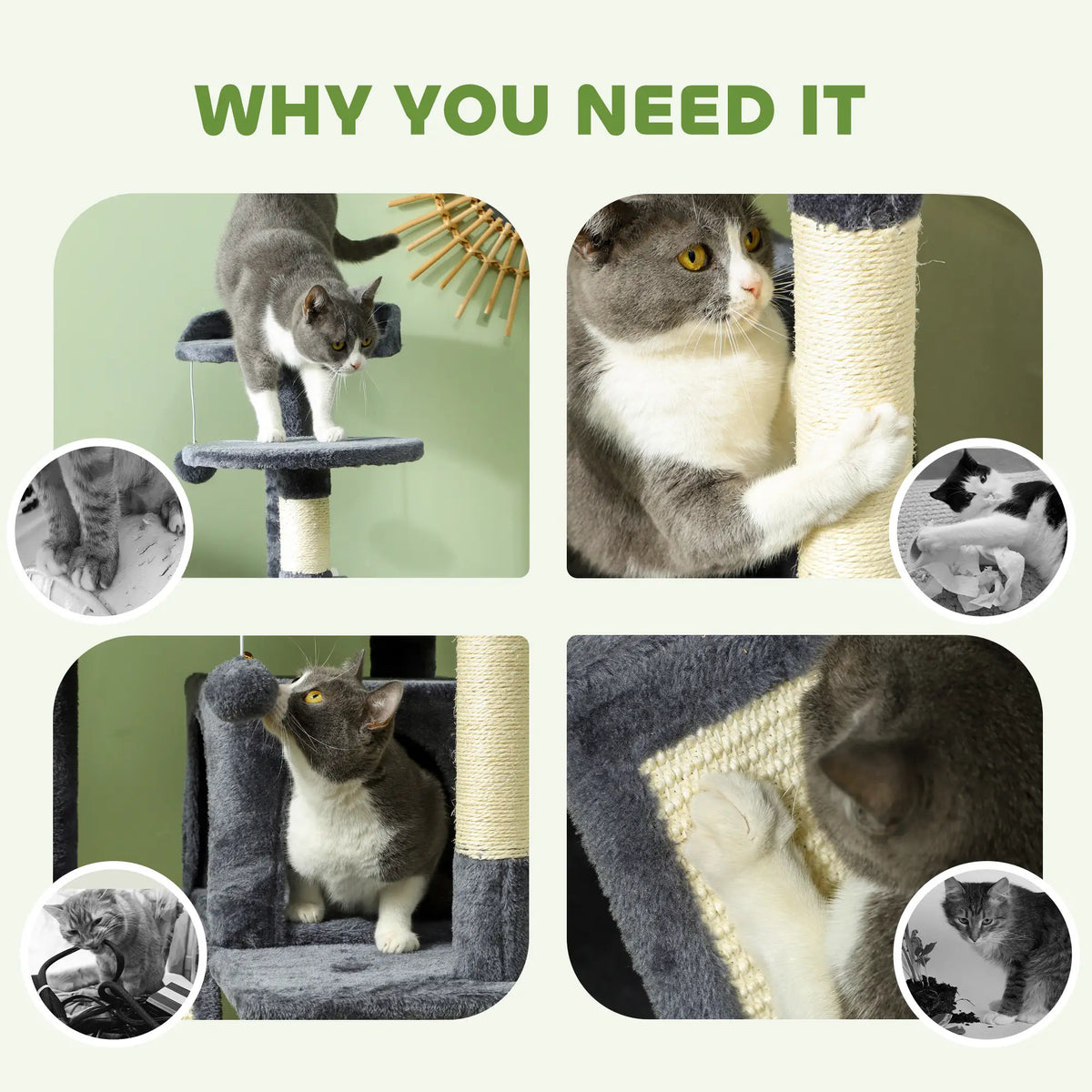 54 Cat Tree, Multi-Level Tower with Scratching Posts, Condos, Dark Grey Cat Towers at Gallery Canada