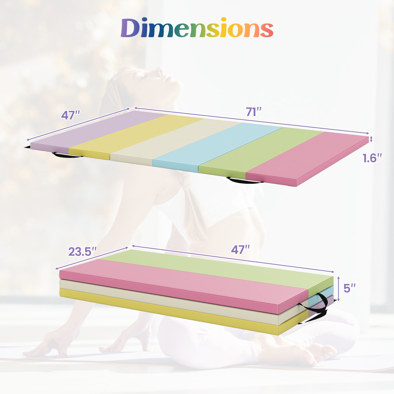 PU Leather Tri-Folding Gymnastics Mat, Macaron Yoga & Gym Mats at Gallery Canada