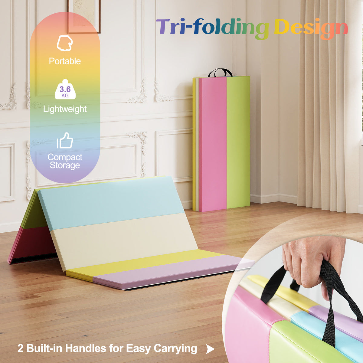 PU Leather Tri-Folding Gymnastics Mat, Macaron Yoga & Gym Mats at Gallery Canada