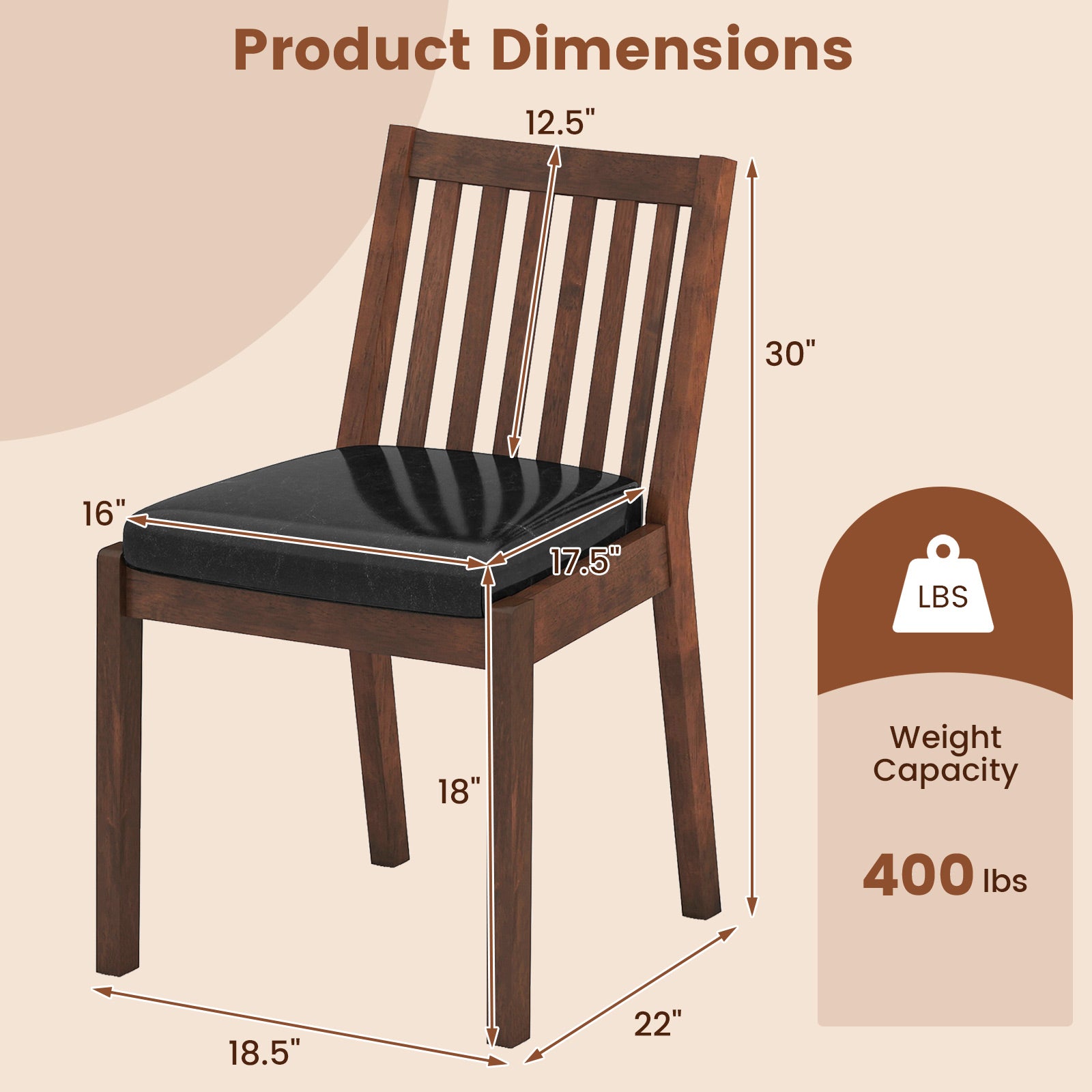 PU Leather Upholstered Dining Chair with Padded Seat Set of 4, Espresso Dining Chairs at Gallery Canada