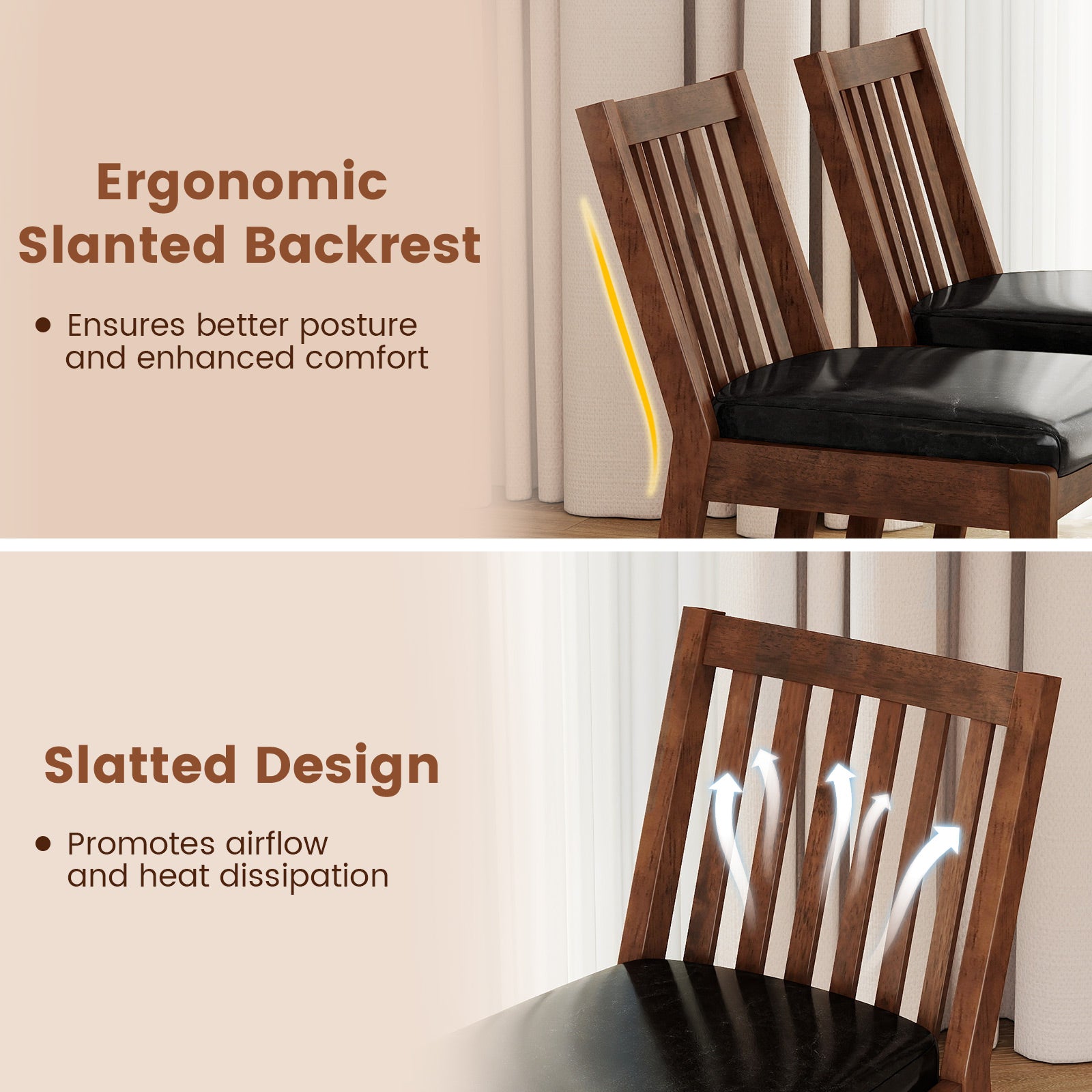 PU Leather Upholstered Dining Chair with Padded Seat Set of 4, Espresso Dining Chairs at Gallery Canada