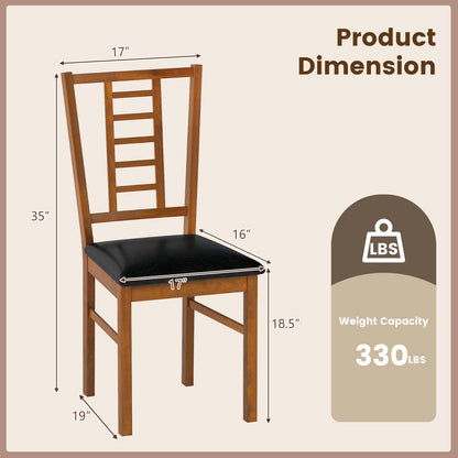 PU Leather Upholstered Wood Dining Chairs Set of 2, Walnut Dining Chairs at Gallery Canada